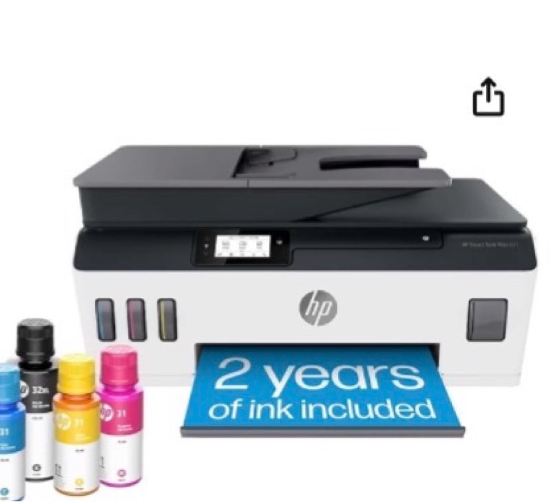 HP Smart Tank Plus 651 Wireless All-in-One Printer, Ink Tank Printer-for-Home Use, 2 Years of Ink In