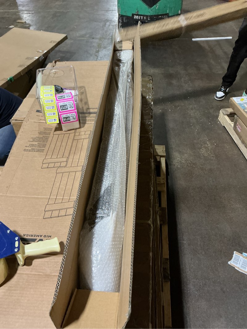 Condition photo showing New/Like New for vivosun outdoor handrail, 5 step stair handrail, 69" x 36" fits 1 to 5 steps, wrought mattle iron stair railing with curved end and balusters for concrete step, porch steps, one-step assembly, black 5 steps vertical curve
