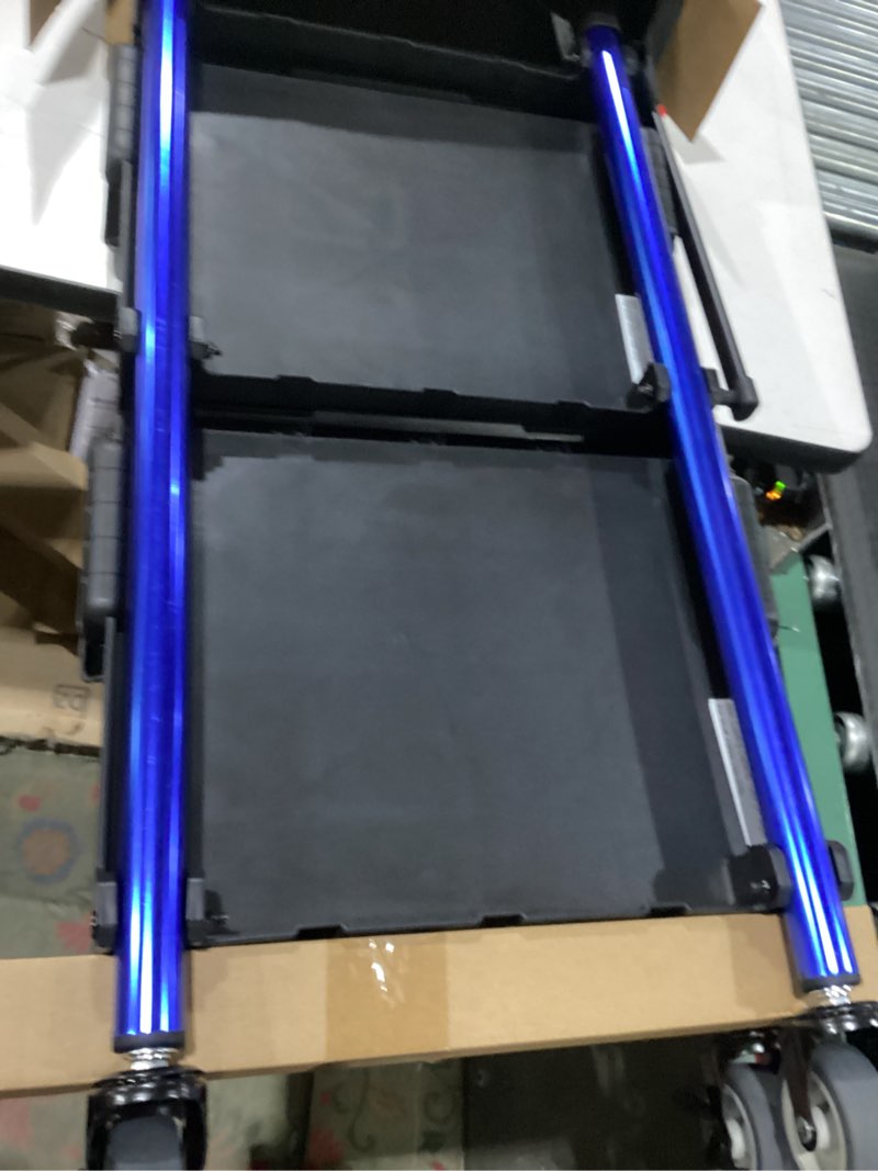 Condition photo showing New/Like New for WORKPRO 3-Tier Collapsible Service Cart, 210 LBS Foldable Utility Service Cart with Wheels, Portable Tool Cart for Garage, Warehouse, Home, Restaurant, Office (No Assembly Required) Foldable - Blue