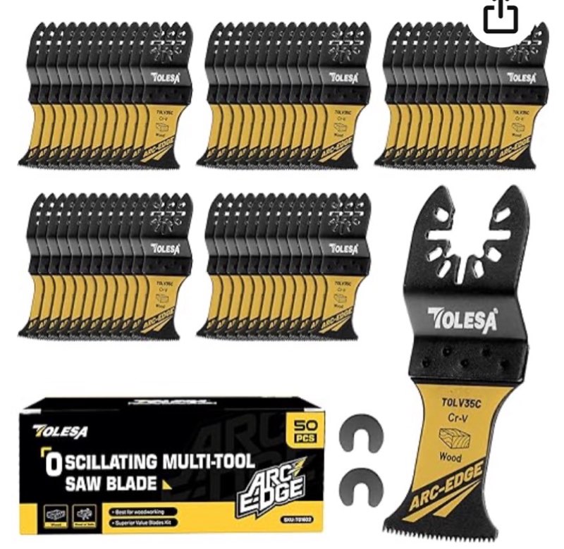tolesa 50pcs arc edge oscillating saw blade wood, cr-v oscillating tool blades, oscillating multitoo