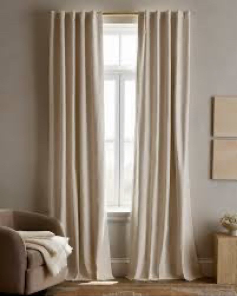 Textured Cotton Room Darkening Curtain, Ivory, 48x108