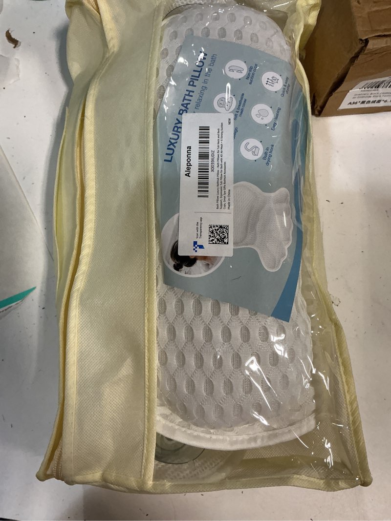 Condition photo showing New/Like New for Bath Pillow Luxury Bathtub Pillow - Bath Pillows for Tub Neck and Back Support, Ergonomic Tub Pillow for Bath with 4D Air Mesh + 6 Strong Suction Cups, Great Spa Gifts Bathtub Accessories