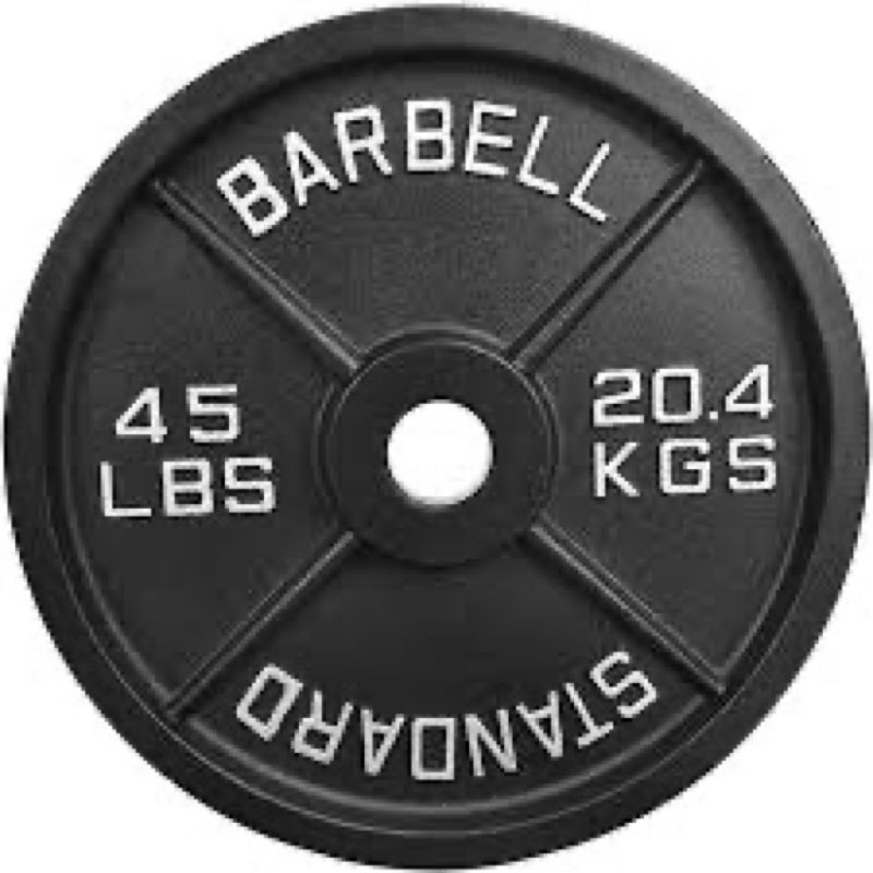 balancefrom classic cast iron weight plates for strength training, 2-inch, 45-pound, single