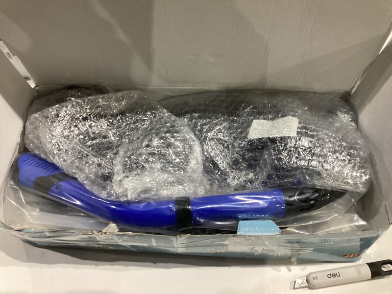 Condition photo showing New/Like New for Snorkeling Gear for Adults, Dry-Top Snorkel Set Scuba Diving mask, 180°Panoramic Wide View Professional Snorkeling Gear Breathing Freely Snorkel Mask Blue+Black