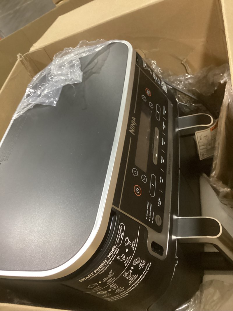 Condition photo showing Good Condition for Ninja DZ550 Foodi 10 Quart 6-in-1 DualZone Smart XL Air Fryer with 2 Independent Baskets, Smart Cook Thermometer for Perfect Doneness, Match Cook & Smart Finish to Roast, Dehydrate & More, BLACK