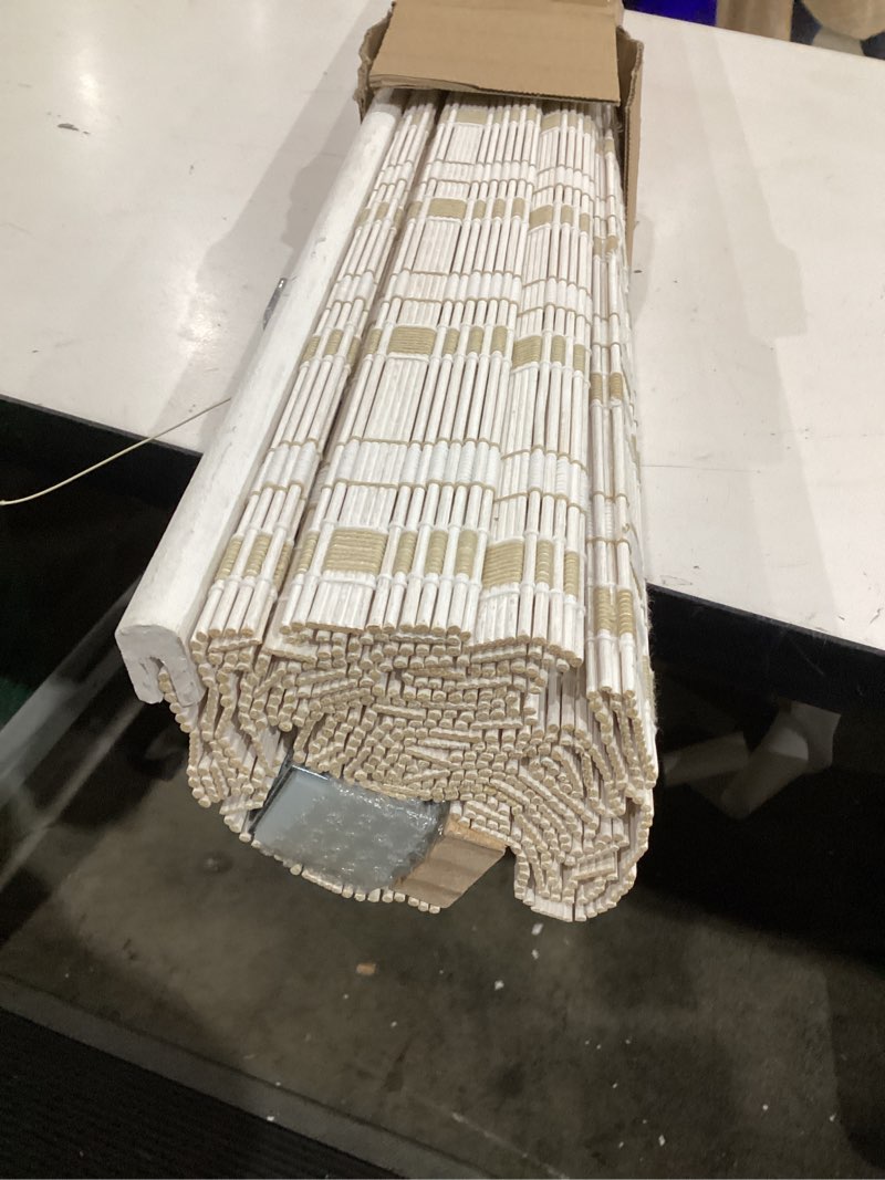 Condition photo showing Good Condition for lazblinds no tools no drill cordless bamboo roman shades, light filtering window treatment, roll up bamboo blinds for window 31'' w x 64'' h, whitewash b whitewash b 31'' w x 64'' h