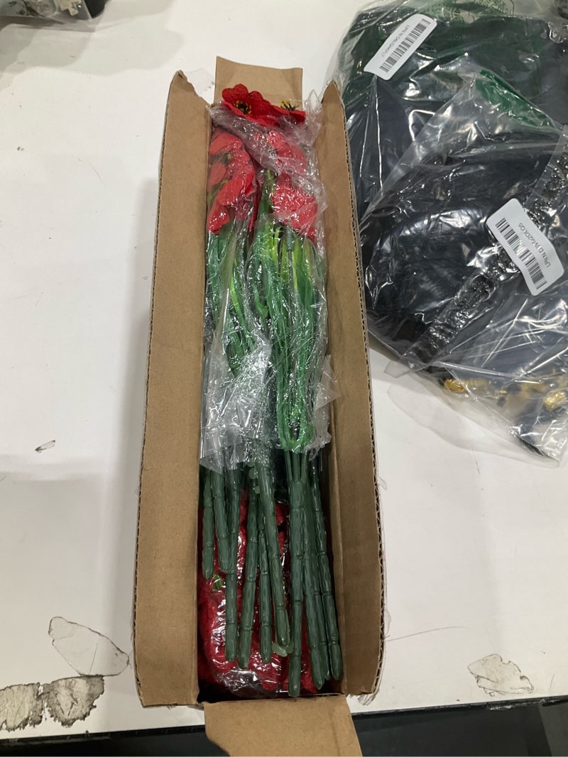 Condition photo showing Good Condition for jemong 20 bundles artificial flowers outdoor uv resistant fake flowers no fade faux plastic plants garden porch window box decorating (deep red)… deep red 20bundles