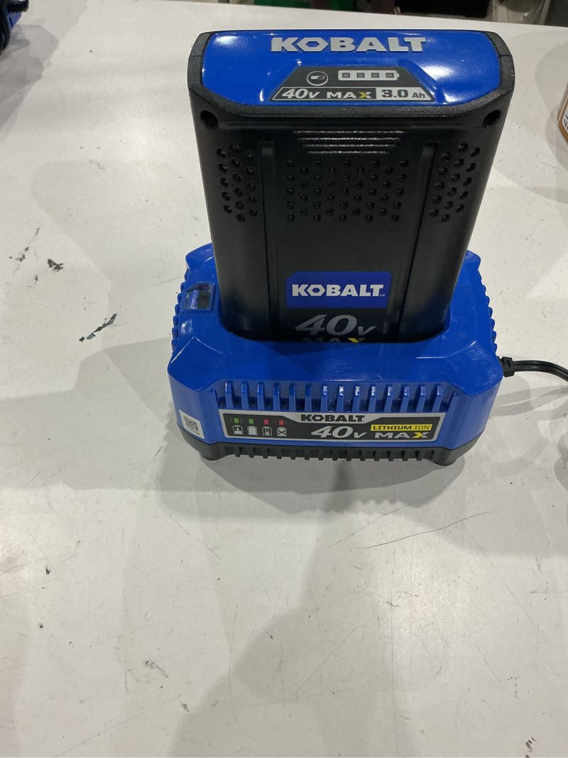 Condition photo showing As Is for kobalt 40-volt max cordless combo kit (battery & charger included)