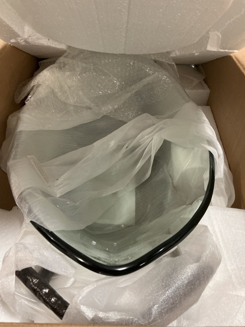 Condition photo showing Good Condition for deco 79 tempered glass kitchen serving bowl with brown metal base, 26" x 10" x 9", clear clear 26" x 10" x 9",
