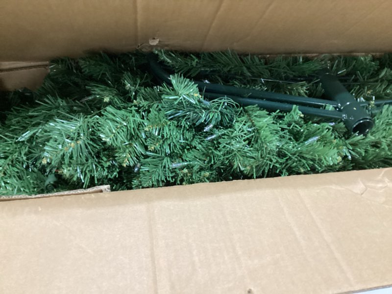 Condition photo showing New/Like New for 7.5 FT Prelit Christmas Tree, Artificial Spruce Christmas Tree with 350 Warm White LED Lights, 1100 PVC Branch Tips, Easy Assembly/Metal Stand/Hinged Branches Decoration PVC Color+Cleae Lights 7ft 6in