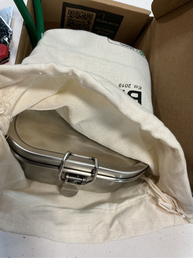 Condition photo showing New/Like New for Blockhütte Stainless Steel Lunch Box I 27oz I with free sealing I Bento Box 3 Compartments, Leak-Proof Food Containers, Metal Lunchbox for Travel & Work, Eco-Friendly Meal Storage Solution 27oz Silver