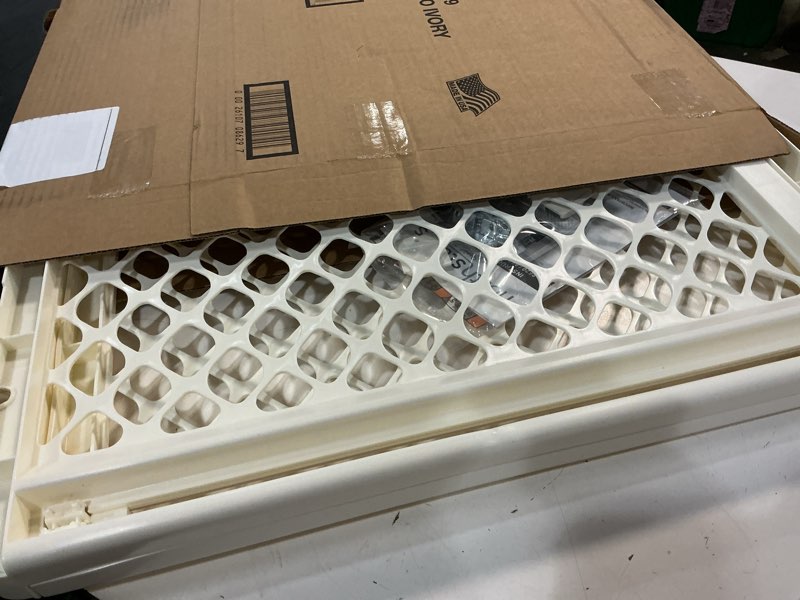 Condition photo showing Good Condition for toddleroo by north states - supergate ergo baby gate: plastic baby gate for stairs & doorways - adjustable indoor safety gate - made in usa - 26 to 42 inches wide - 26 inches tall - ivory