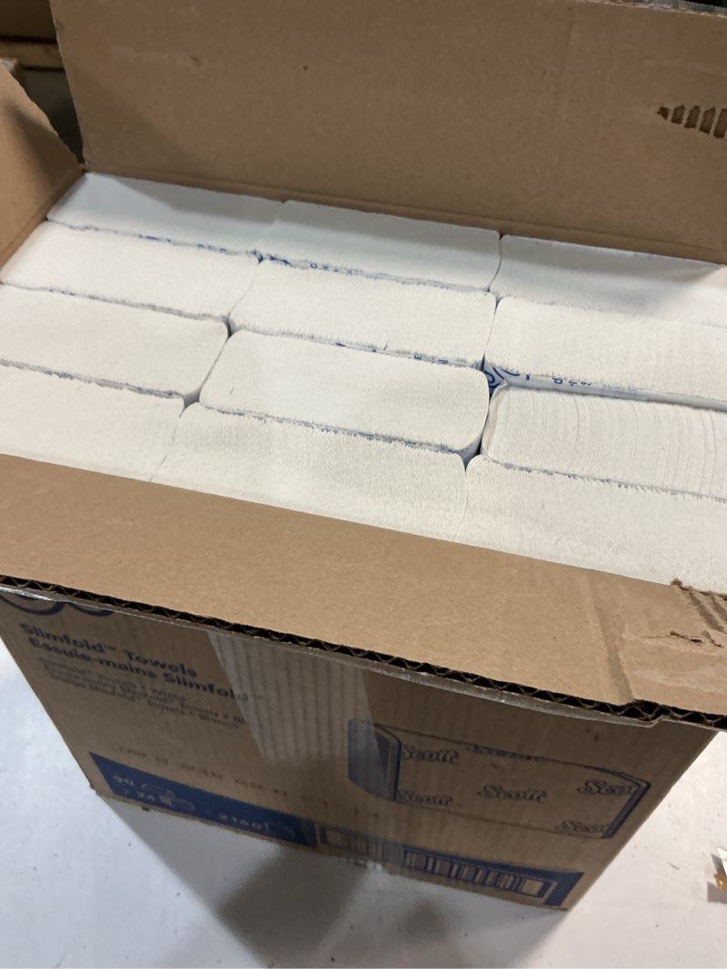Condition photo showing New/Like New for scott professional pro slimfold folded paper towels, bulk (04442), absorbency pockets, white, for compatible kimberly-clark professional dispensers (24 packs of 90 sheets, 2,160 sheet total)