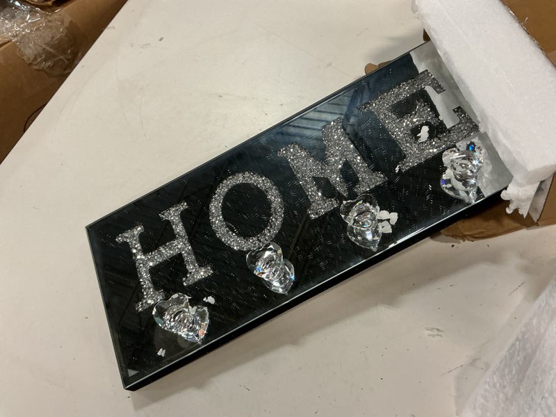 Condition photo showing As Is for yalikop keys holder on wall crush diamond mirrored home letter plaque sign wall mounted clear heart shape hooks key hanger christmas gift door bookshelf decorative