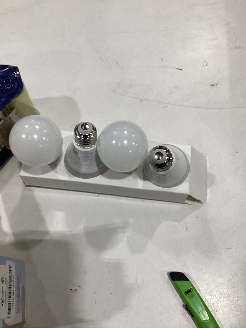 Condition photo showing As Is for Philips Hue Essential Smart LED A19 Bulb, White and Color Ambiance, E26 Base, 8.8W, 2200K-6500K, 800 Lumens, Dimmable, Works with Alexa, Google, and Apple Home, 4-Pack 4 Pack