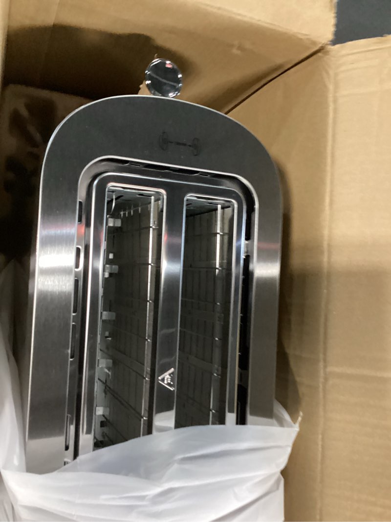 Condition photo showing Good Condition for Elite Gourmet ECT4123X Long Slot 4 Slice Toaster, Extra Wide 1.5" and 5.1" Deep Slots, Bagel, Defrost & Cancel Functions, 6 Toast Shade Settings, Fits Bagels, Waffles, Artisan Breads, Stainless Steel Analog Stainless Steel