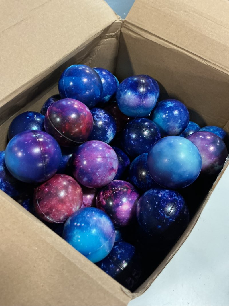 Condition photo showing Good Condition for libima 150 pcs galaxy stress ball bulk for kid adult squeeze 2 inch outer space foam ball anxiety fidget toy birthday astronaut party favor school class reward supplies (galaxy a) 150 galaxy a