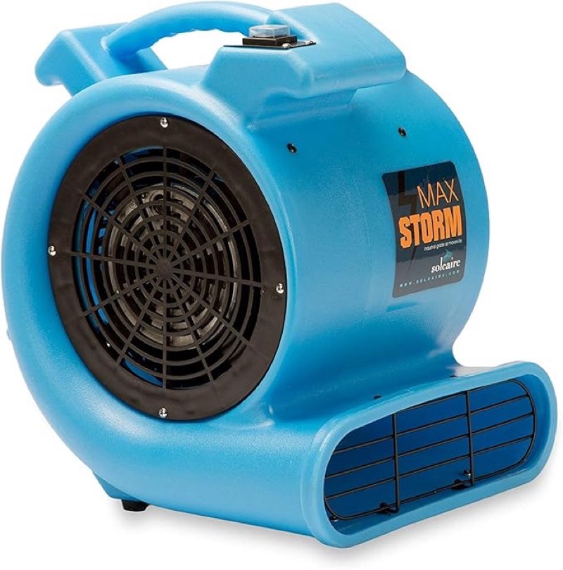 max storm 1/2 hp durable lightweight air mover carpet dryer blower floor fan for pro janitorial cleaner, blue, 1 pack