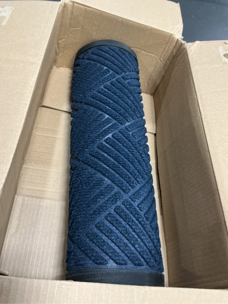 Condition photo showing As Is for smiry front door mat outside entrance, heavy duty outdoor indoor natural rubber doormat, non slip, trap dirt and moisture, easy clean, low profile patio porch entryway mat, 35x23, navy blue navy blue rectangular 35" x 23"