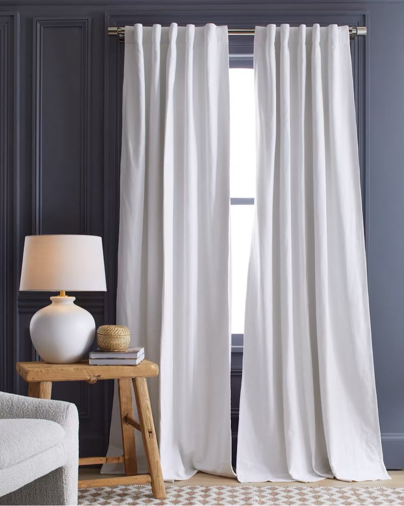 Quince Cotton Slub Room Darkening Curtain 48in X 84in color: White