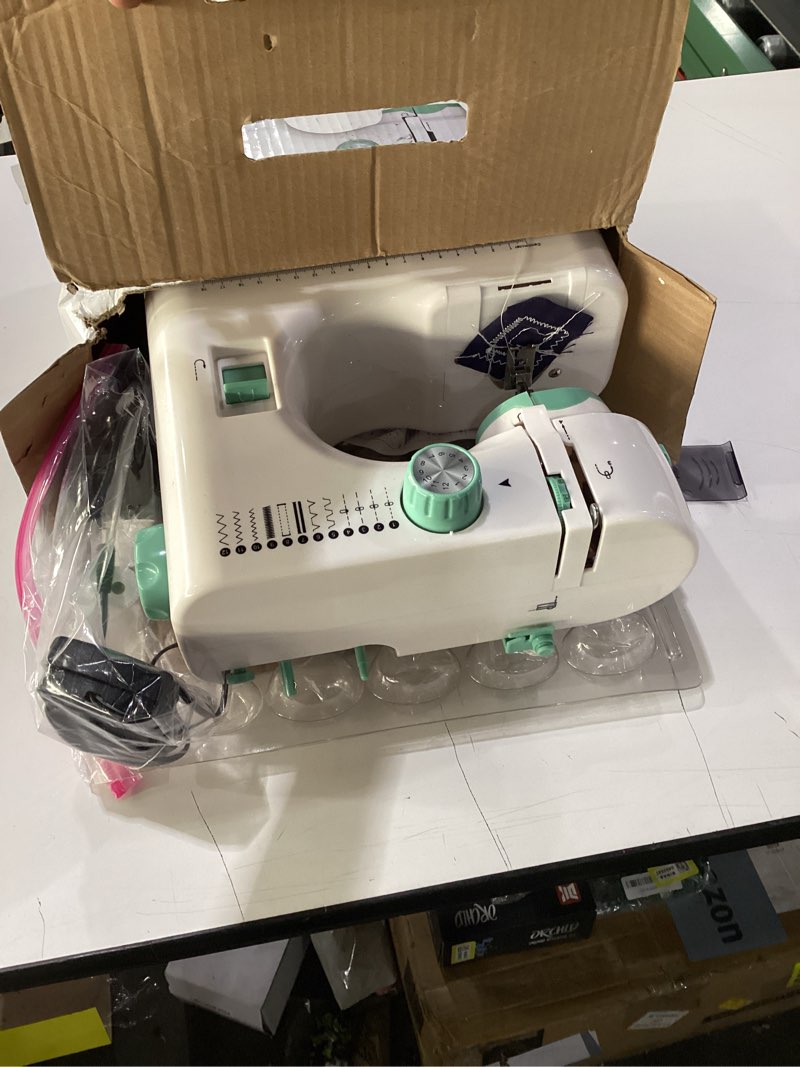 Condition photo showing Good Condition for sewing machine for beginners, portable electric mini sewing machine with dual speed and accessories kit,built-in 12 stitches,twin needle foot pedal and led light for adults, home use