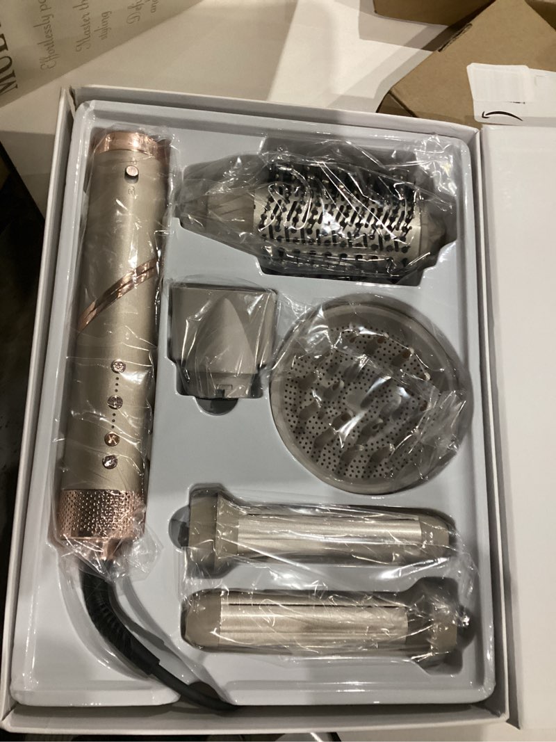 Condition photo showing Good Condition for 5 in 1 Hot Air Styler and Blow Dryer Brush, Auto Wrap Airstyler with Diffuser, High Speed 110000 RPM Flex Hair Dryer, Fast Drying Multi Style for Straight, Volumize, Wavy and Curly Champagne Gold
