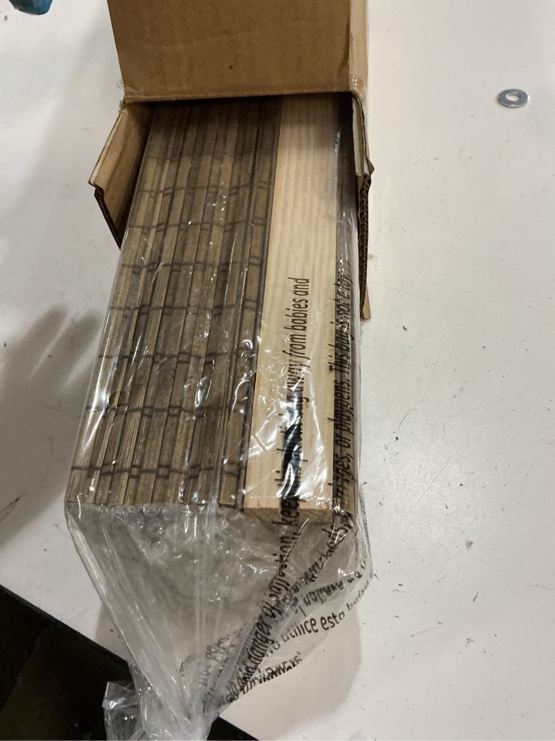Condition photo showing Good Condition for unishades cordless bamboo roman shades for windows, blinds size (33.5" w ×64" h) colour (highfield teak) ?room darkening?highfield teak 33.5" w × 64" h