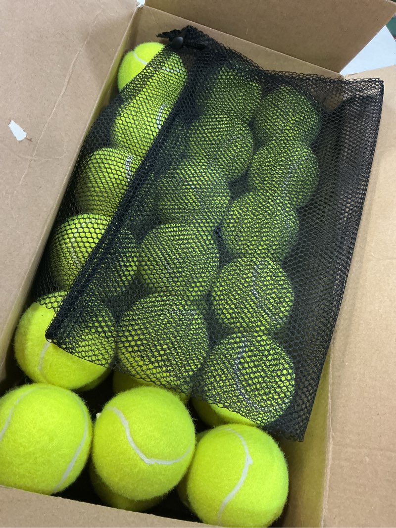 Condition photo showing New/Like New for tennis balls,6/12/24/36/80 pack bulk tennis balls pressureless tennis ball, come with mesh bag for easy transport,pet dog playing balls, good for beginner training ball 36p