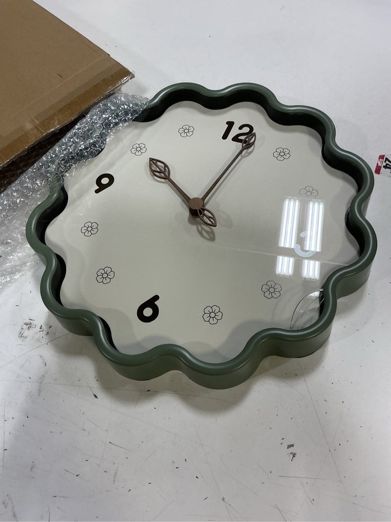 Condition photo showing As Is for qiyaodeco wall clock, modern small wall clocks battery operated 14 inch, silent non-ticking analog c