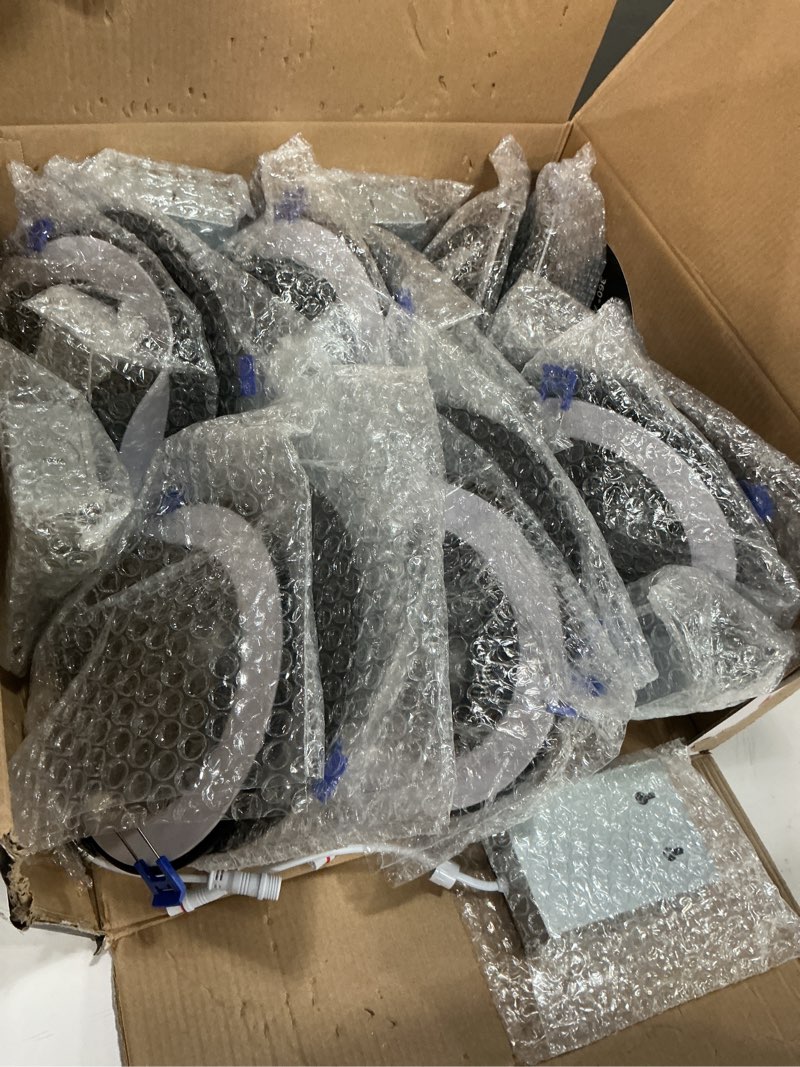 Condition photo showing New/Like New for Adetu Recessed Lighting 6 inch, 360°+90° Adjustable Directional 6 inch 5CCT Gimbal Black Led Recessed Lighting, 2700K-5000K Dimmable Retrofit Eyeball Can Recessed Lights with Jbox, ET?Black-12 Pack? 12 Pack Black-6 inch