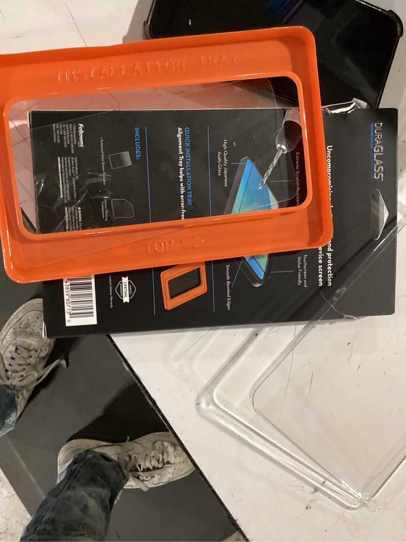 Condition photo showing As Is for duraglass tempered glass screen protector with quick installation tray for samsung galaxy a17 5g