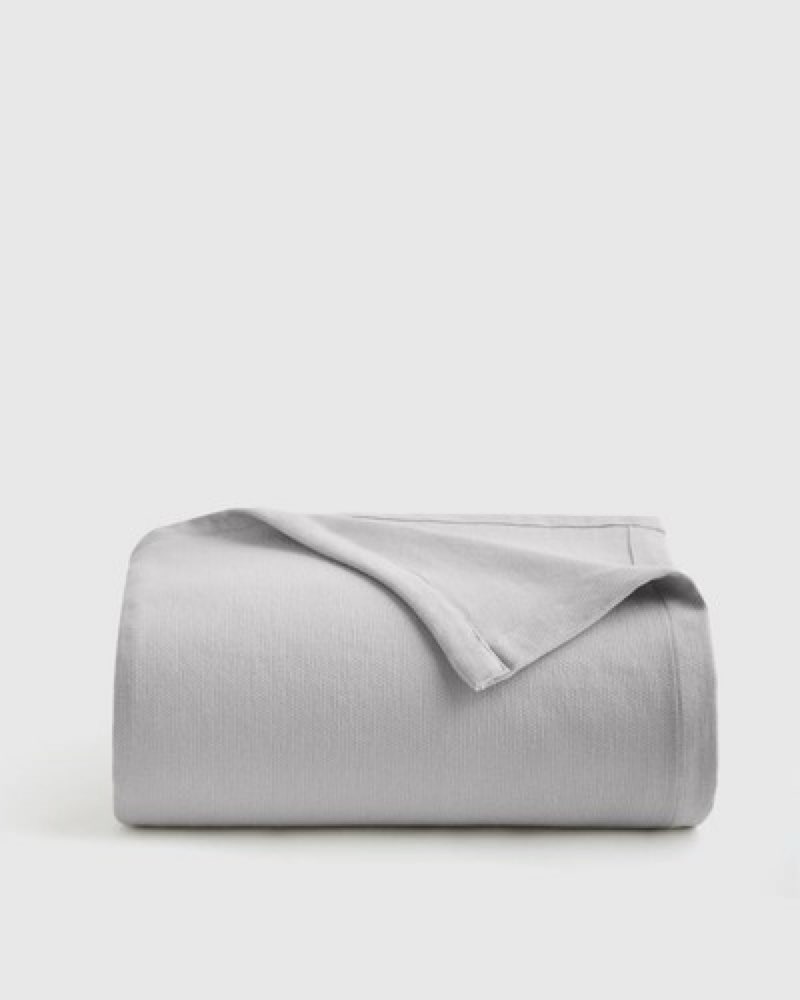 quince, luxury organic cotton bed blanket(king cal) silver