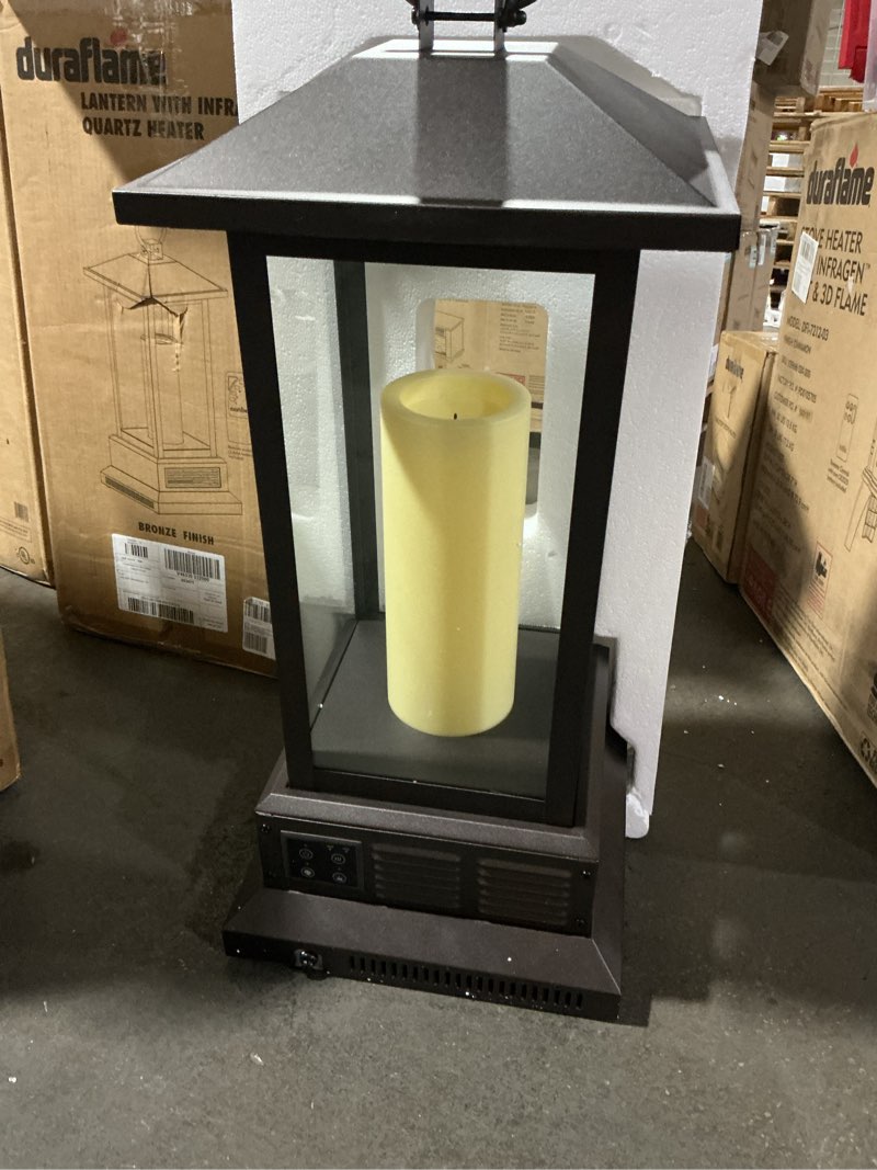 Condition photo showing Good Condition for DURAFLAME lantern with infrared heater BRONZE FINISH