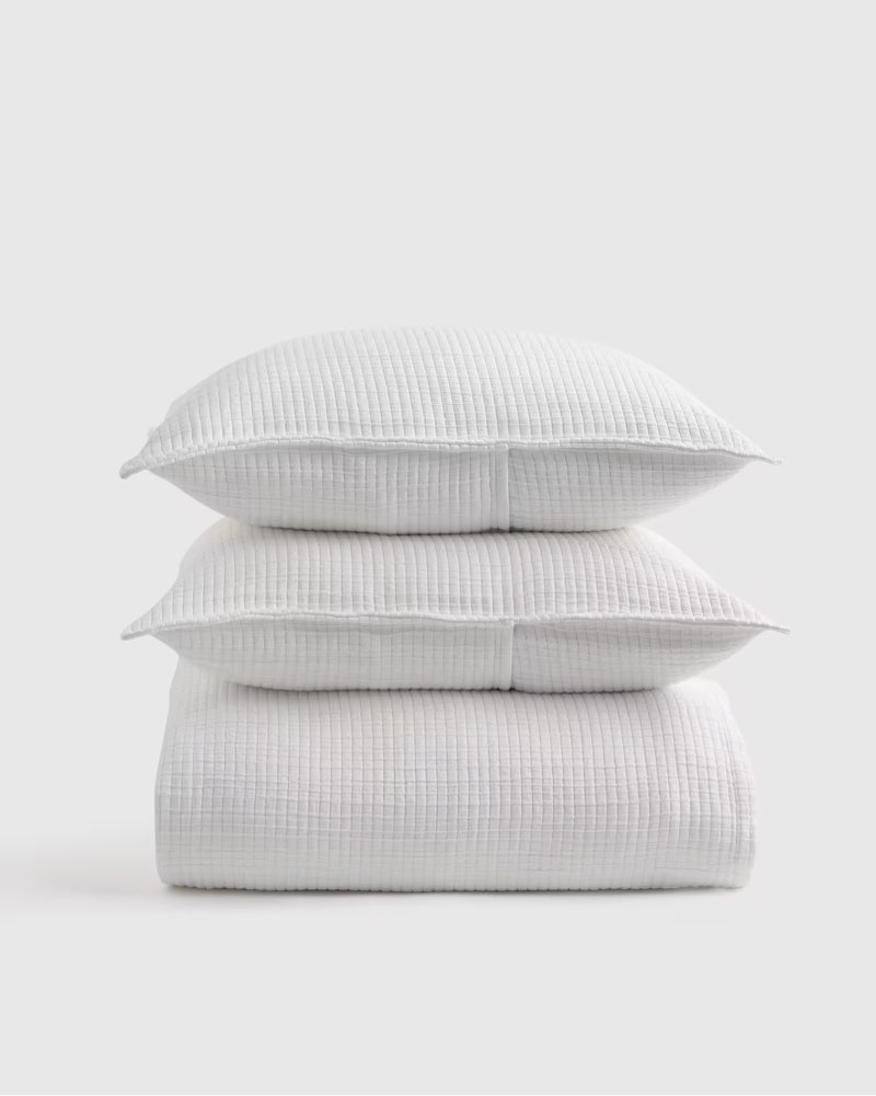 quince organic ribbed cotton coverlet set queen white