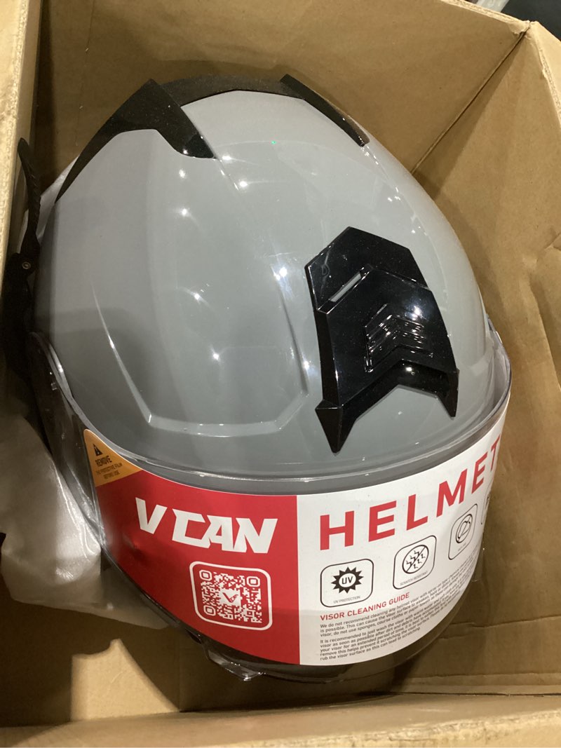 Condition photo showing Good Condition for vcan vx28 full face modular flip-up motorcycle helmet dot approved, coolmax cheek pad & otg ready gloss grey x-large