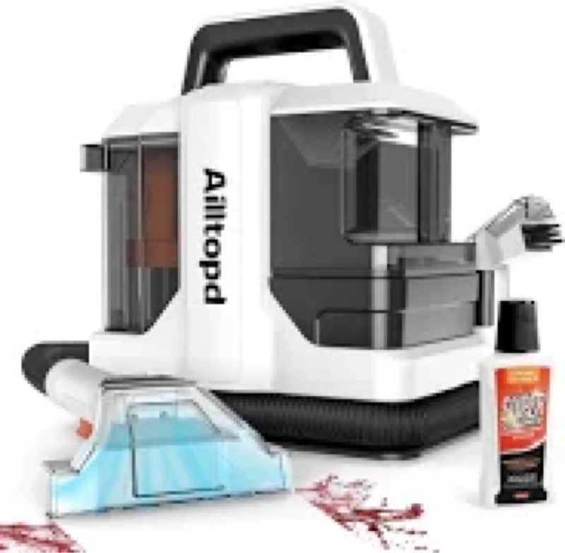 ailltopd portable carpet & upholstery spot cleaner, 15kpa powerful suction & couch cleaner, deep cle
