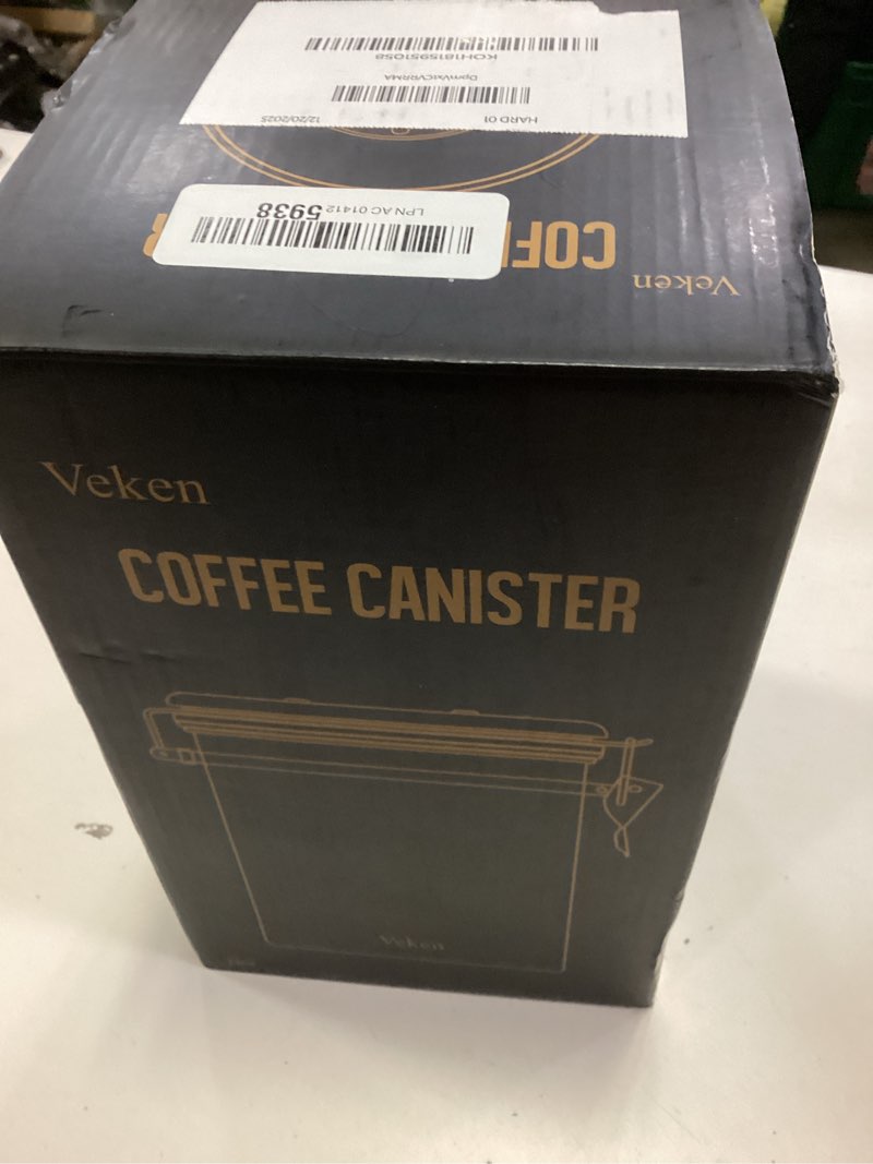 Condition photo showing New/Like New for Veken Coffee Canister, 39OZ Large, Airtight Stainless Steel Food Storage Container for 2.2lbs Coffee Beans,Ground, Sugar,Espresso,Rice,Tea,Flour, Cereal,Home Kitchen Pantry Bar Accessories, Gifts,Gray 1-Gray 39 oz