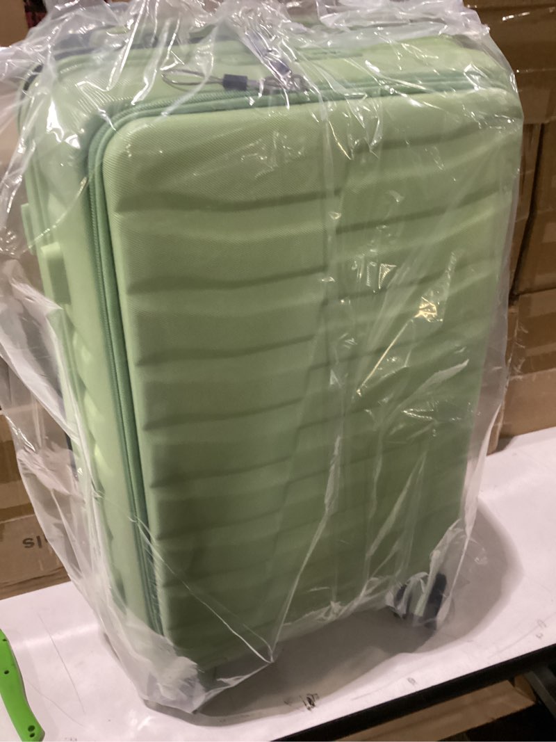 Condition photo showing New/Like New for 22×14×9 Airline Approved Carry On Luggage with Front Open Pocket, Spinner Wheels, ABS+PC Hardshell Small 20inch Suitcase with Protective Cover and Luggage Tag, Avocado Green