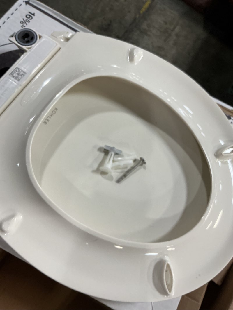 Condition photo showing Good Condition for ((incomplete ))kohler 4639-rl-96 cachet readylatch round toilet seat soft close, biscuit biscuit round ready latch
