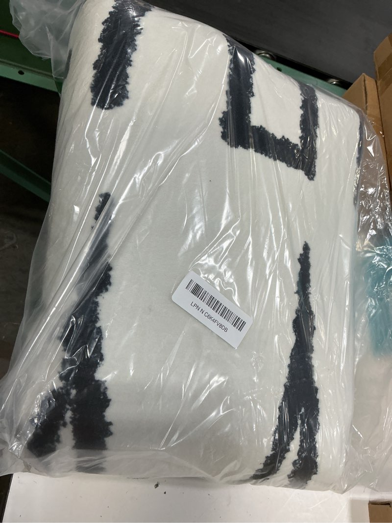 Condition photo showing Good Condition for yihouse living room rug 5x7- black and cream rug for bedroom dining room, abstract modern washable non-slip ultra-thin area rug symbol,5x7ft symbol 5' x 7' (rectangular)