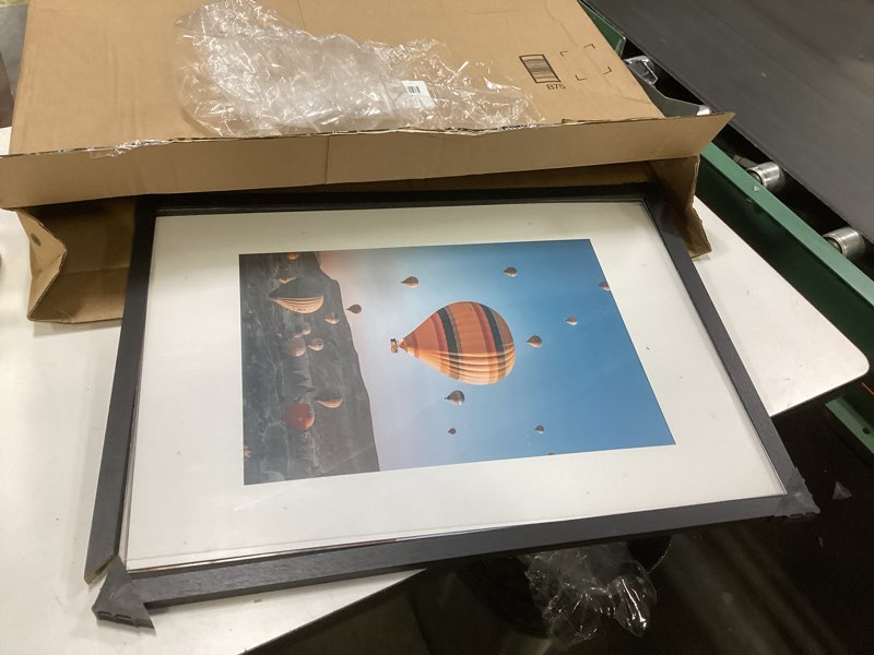 Condition photo showing As Is for 16.5x23.4 a2 picture frame black with 11.7x16.5 a3 mat, display photo 11.7x16.5 with mat or 16.5 x 23.4 without mat, wall hanging large frame with plexiglass, black black 16.5x23.4 inch