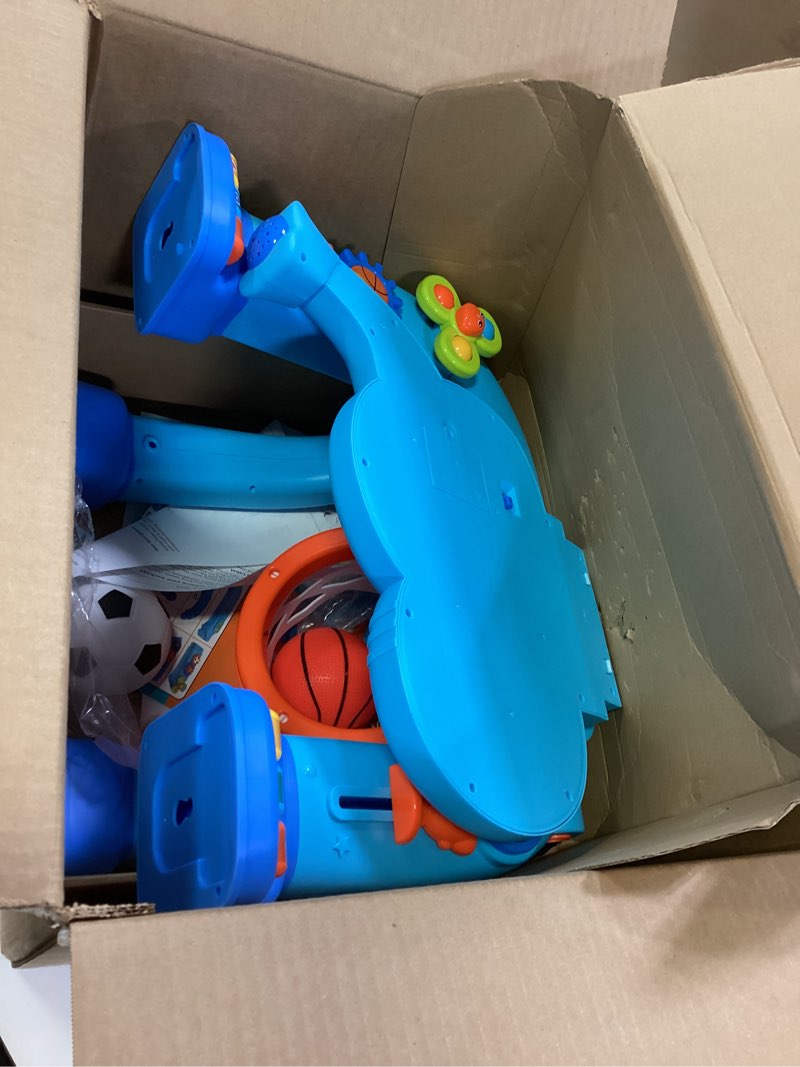 Condition photo showing As Is for SpringFlower Toddler Basketball Hoop & Soccer Goal Activity Center Toys with Light & Music,Elephant Toddlers Musical Toys Gift, Baby & Toddlers Christmas Birthday Gift for 1 2 3 Year Old Boys & Girls Blue