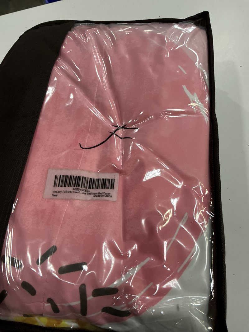 Condition photo showing New/Like New for WeCozy Full Size Comforter Set with 2 Pillowcases, Pink Golden Dot Polka Soft 3 Pcs Bedding for Kids and Adults Bedroom Bed Decor Full Multi 13