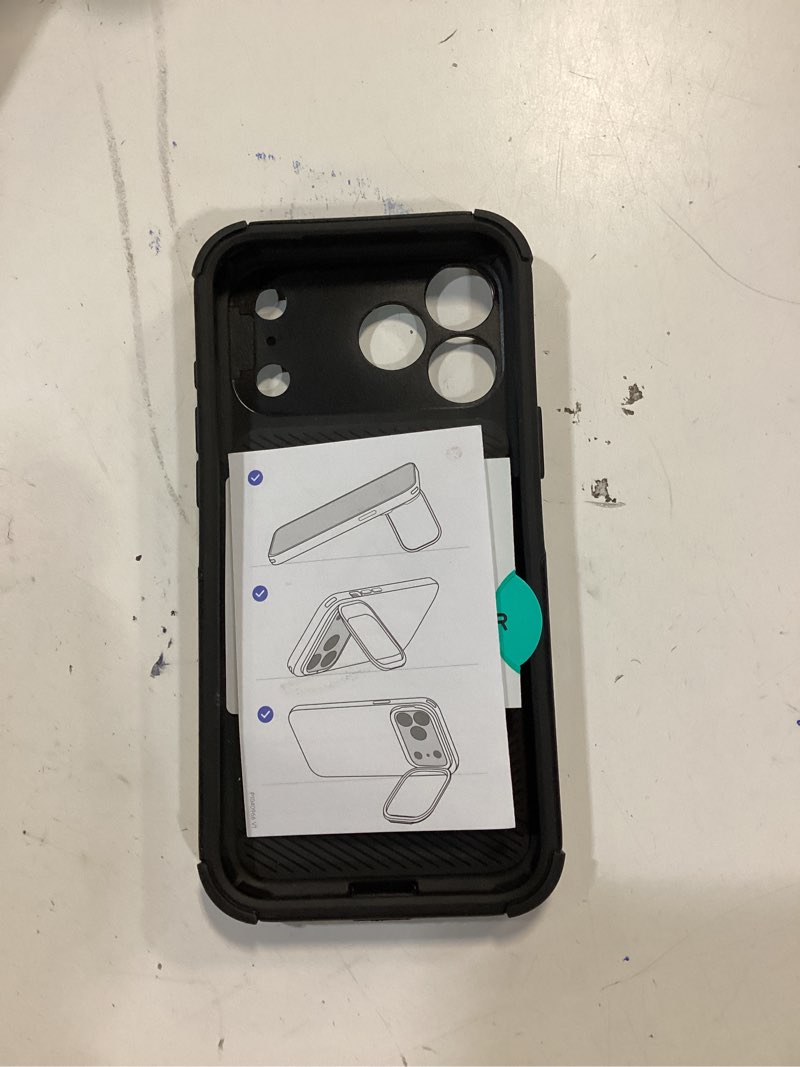 Condition photo showing As Is for ESR for iPhone 17 Pro Max Case with Stash Stand, 7X Military-Grade Drop Protection with Camera Control, Shock-Absorbing Phone Rugged Cover, Compatible with MagSafe Accessories, Cyber Series, Black iPhone 17 Pro Max A-Camera Control-Black