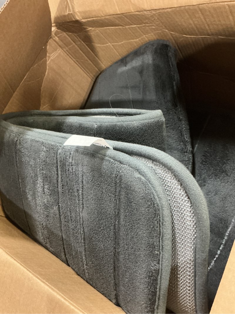 Condition photo showing As Is for Yimobra Bathroom Runner 60"x24", Non Slip Memory Foam Bath Mat, Super Soft Water Absorbent Hallway Carpet, Machine Washable Rug for Vanity Tub Shower, Dark Gray Dark Gray 60" x 24"