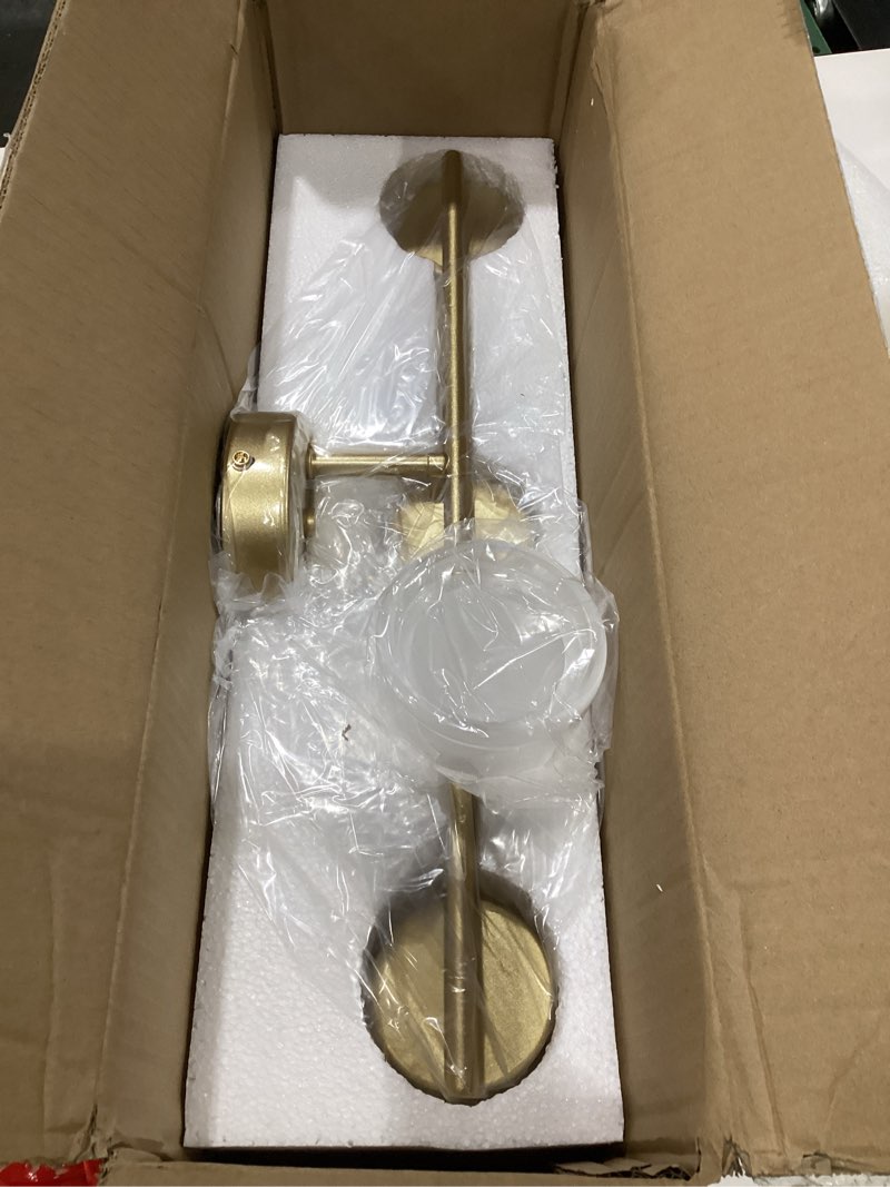 Condition photo showing New/Like New for gold 3-light led bathroom vanity light, acrylic shade 3000k warm white vintage vanity lights for bathroom over mirror, bathroom light fixtures wall sconces for bathroom bedroom