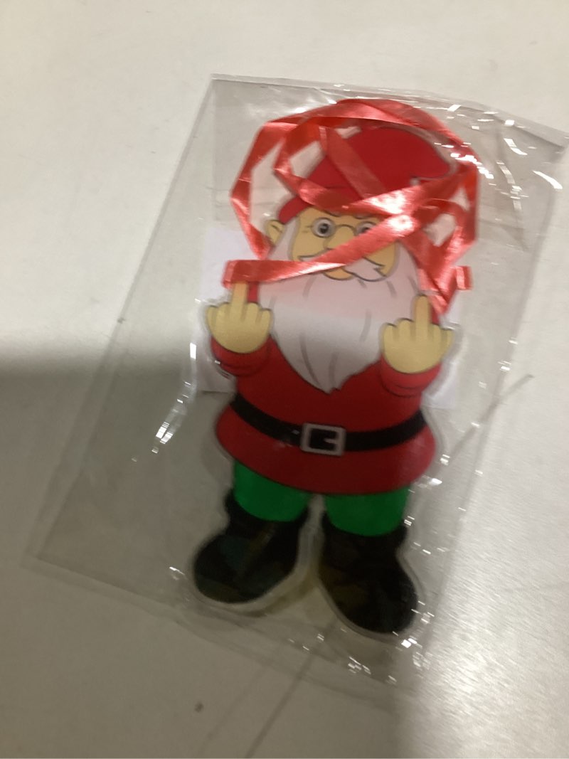 Middle finger santa elf ornament