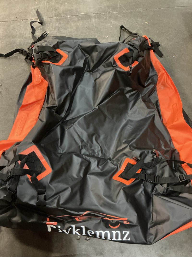 Condition photo showing Good Condition for fivklemnz car rooftop cargo carrier roof bag waterproof for all top of vehicle with/without rack includes topper anti-slip mat + reinforced straps + 6 door hooks + luggage lock without rack 15 cubic feet