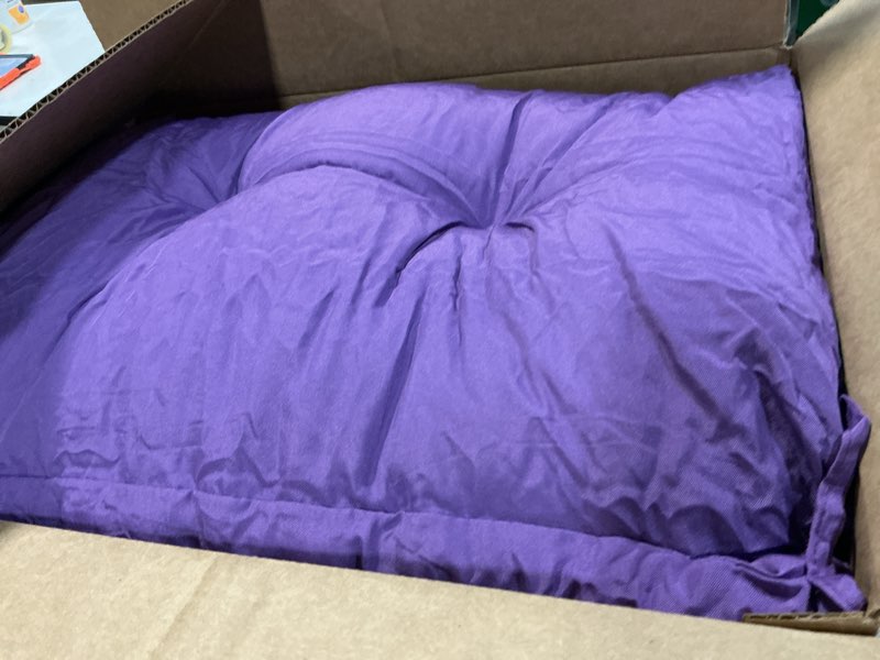 Condition photo showing Good Condition for outdoor/indoor high back chair cushion, waterproof outdoor rocking chair cushion with ties, tufted replacement seat cushions for outdoor furniture, purple purple standard