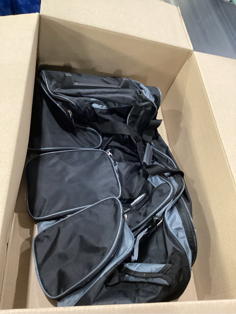 Condition photo showing New/Like New for smasrob 83l rolling duffle bag with wheels and backpack straps, black | with shoe compartment & removable divider, multi carrying ways, water resistant & foldable, for travel or camping